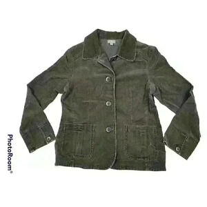 J Jill Womens Jacket XS Brown Elbow Patches Buttons 100% Cotton